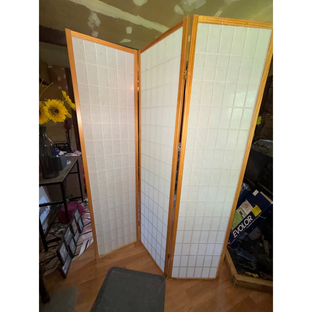 Shoji Room Divider 3 Panel Folding Privacy Screen Natural Wood Japanese Style